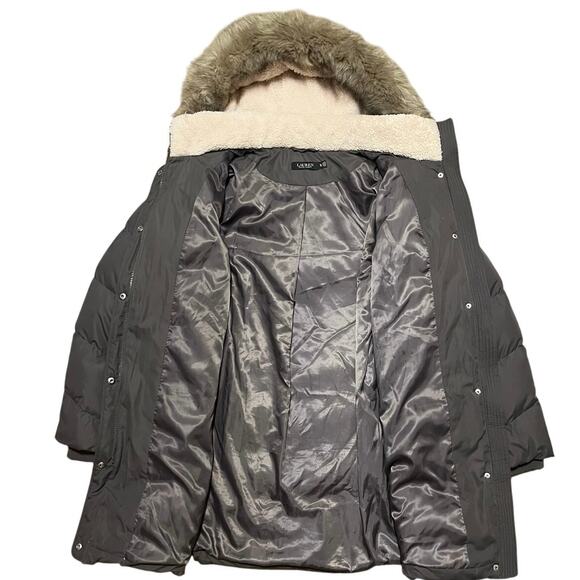 Lauren Ralph Lauren Women's Faux-Fur-Trim Hooded Down Puffer Coat XL Olive Green - Picture 8 of 12